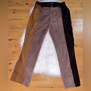 Blue Blush Color Block Tan Brown Corduroy Pants Size Large (10/12)